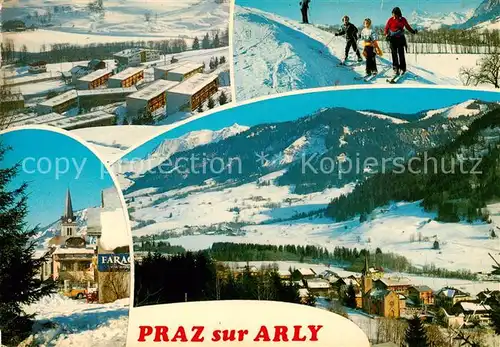 AK / Ansichtskarte Praz sur Arly Fliegeraufnahme Teilansichten Wintersport Skifahrer Winter Praz sur Arly