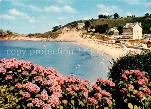 AK / Ansichtskarte Perros Guirec La Cite des Hortensias   Plage de Trstrignel Perros Guirec