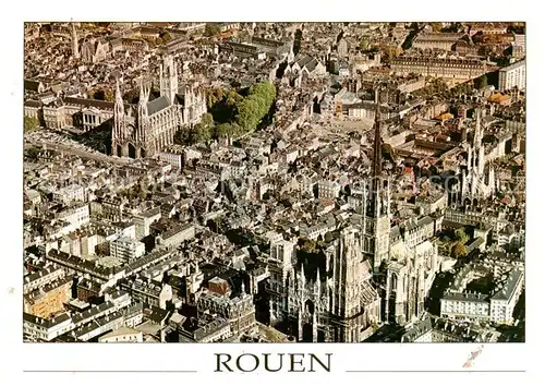 AK / Ansichtskarte Rouen_76 Fliegeraufnahme La Cathedrale   L Eglise Saint Ouen   L Eglise Saint Maclou 