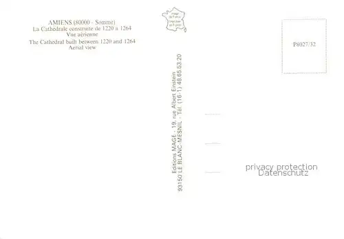 AK / Ansichtskarte Amiens_80 Fliegeraufnahme La Cathedrale 