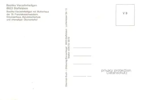 AK / Ansichtskarte Staffelstein Fliegeraufnahme Basilika Vierzehnheiligen Staffelstein