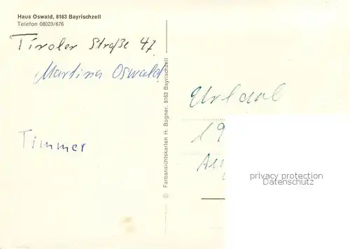 AK / Ansichtskarte Bayrischzell Haus Oswald Aussenansicht Bayrischzell