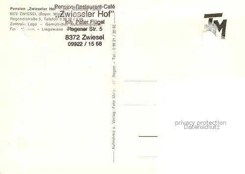 AK / Ansichtskarte Zwiesel__Niederbayern Pension Zwieseler Hof Aussenansicht 