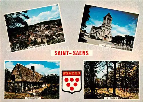 AK / Ansichtskarte Saint Saens_76 Gesamtansicht   Kirche   Wald   Chaumiere 