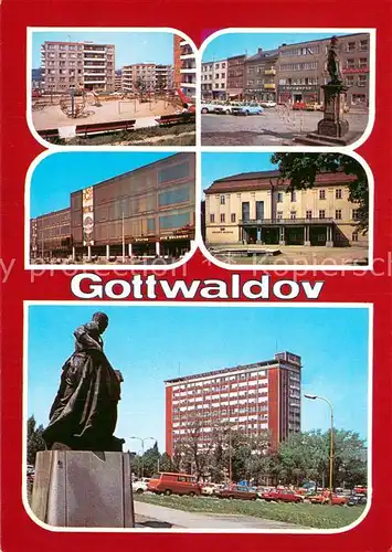 AK / Ansichtskarte Gottwaldov_Zlin_CZ Okresni mesto v udoli Drevnice Vyznamne stredisko obuvnickeho prumyslu sidlo np Svit 