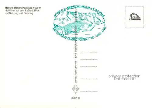 AK / Ansichtskarte Rossfeldhuette_1538m_Berchtesgaden Skihuette mit Blick auf Salzburg 