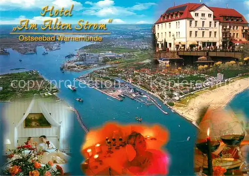 AK / Ansichtskarte Warnemuende_Ostseebad Hotel Am Alten Strom Fliegeraufnahme Warnemuende_Ostseebad