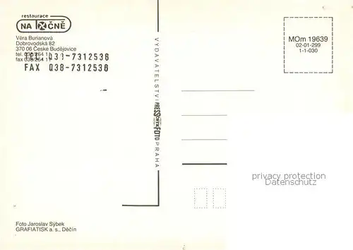 AK / Ansichtskarte Ceske_Budejovice_Budweis_CZ Restaurace Na Tocne 