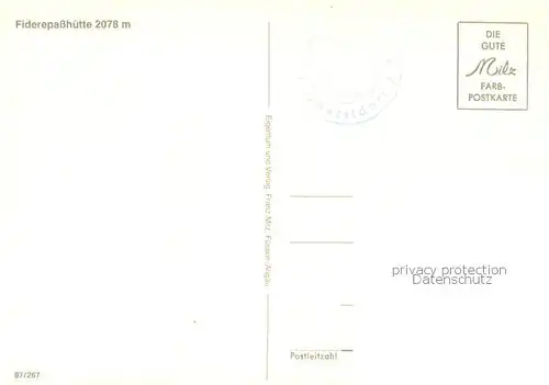 AK / Ansichtskarte Fiderepasshuette_2078m_Oberstdorf Ansicht 