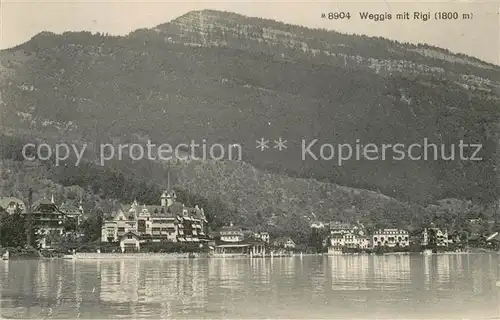 AK / Ansichtskarte Weggis_Vierwaldstaettersee Panorama mit Rigi Weggis_Vierwaldstaettersee
