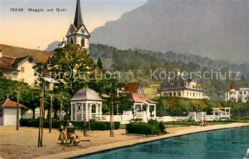 AK / Ansichtskarte Weggis_Vierwaldstaettersee Am Quai Weggis_Vierwaldstaettersee