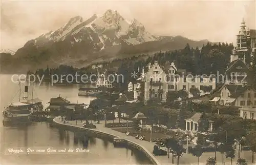 AK / Ansichtskarte Weggis_Vierwaldstaettersee Neuer Quai mit Pilatus Weggis_Vierwaldstaettersee