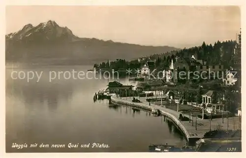 AK / Ansichtskarte Weggis_Vierwaldstaettersee Neuer Quai mit Pilatus Weggis_Vierwaldstaettersee