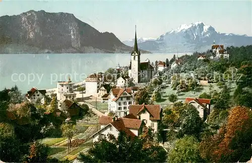 AK / Ansichtskarte Weggis_Vierwaldstaettersee Panorama mit Pilatus Weggis_Vierwaldstaettersee