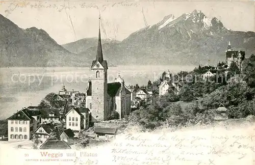 AK / Ansichtskarte Weggis_Vierwaldstaettersee Panorama mit Pilatus Weggis_Vierwaldstaettersee