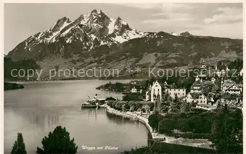 AK / Ansichtskarte Weggis_Vierwaldstaettersee mit Pilatus Weggis_Vierwaldstaettersee