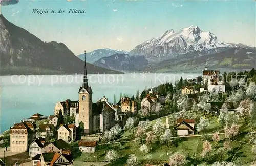 AK / Ansichtskarte Weggis_Vierwaldstaettersee und der Pilatus Weggis_Vierwaldstaettersee