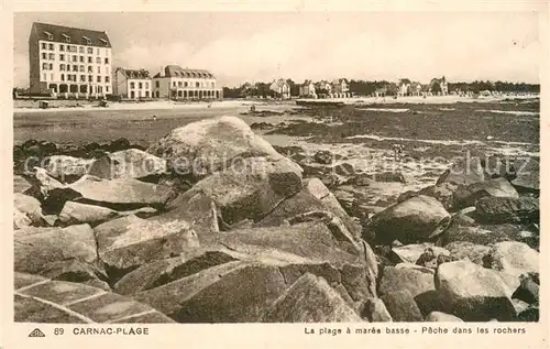 AK / Ansichtskarte Carnac_56_Morbihan La plage a maree basse Peche dans les rochers 