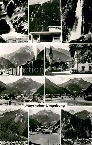 AK / Ansichtskarte Mayrhofen_Zillertal_AT Orts und Teilansichten Wasserfall Kirche 
