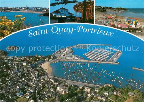 AK / Ansichtskarte Saint Quay Portrieux_22_Cotes d_Armor La plage le casino et vue generale des ports Vue aerienne 