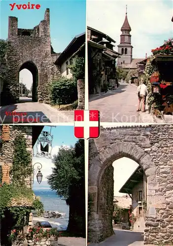 AK / Ansichtskarte Yvoire_74_Haute Savoie Vues d ensemble du village medieval fleuri 