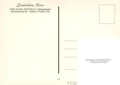 AK / Ansichtskarte Enzkloesterle Fremdenheim Reiser im Schwarzwald Enzkloesterle