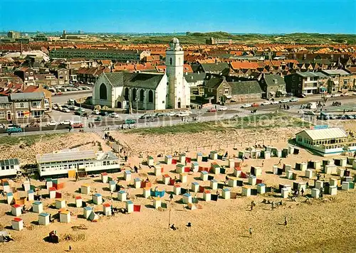 AK / Ansichtskarte Katwijk_aan_Zee Gezicht op Oude of St Andreaskerk Fliegeraufnahme Katwijk_aan_Zee