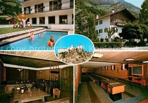 AK / Ansichtskarte Klausen__Eisacktal_Suedtirol Gasthof Pension Klostersepp Pool Gaststube Kegelbahn 