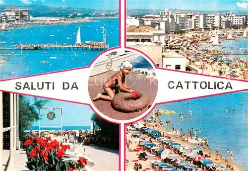 AK / Ansichtskarte Cattolica__Provincia_Rimini_IT Seebruecke Panorama Terrasse Strand 