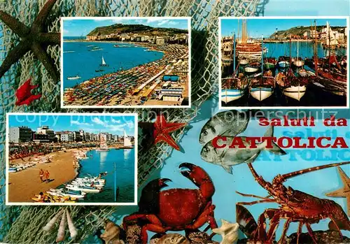 AK / Ansichtskarte Cattolica__Provincia_Rimini_IT Strandpartien Hafen 