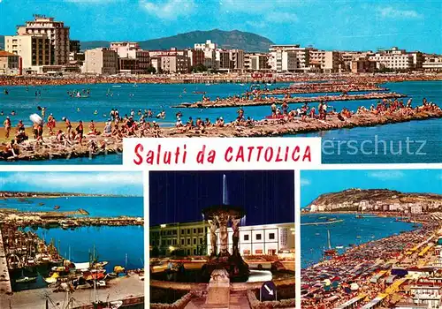 AK / Ansichtskarte Cattolica__Provincia_Rimini_IT Panorama Strandpartien Monument 