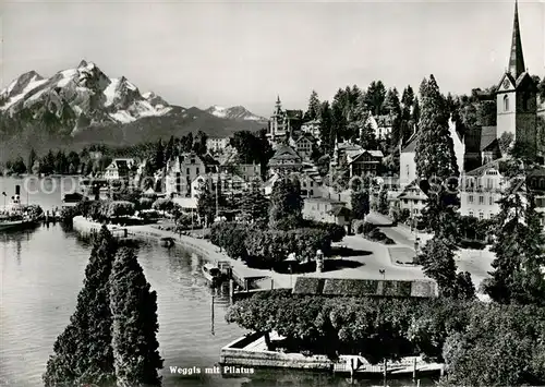AK / Ansichtskarte Weggis_Vierwaldstaettersee mit Pilatus Weggis_Vierwaldstaettersee