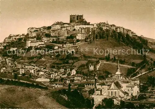 AK / Ansichtskarte Saint Flour_Cantal Gesamtansicht u. Place forte Moyen Age Saint Flour Cantal