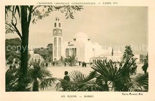 AK / Ansichtskarte Exposition_Coloniale_Internationale_Paris_1931 Braun Nr.439 Algerie Minaret 