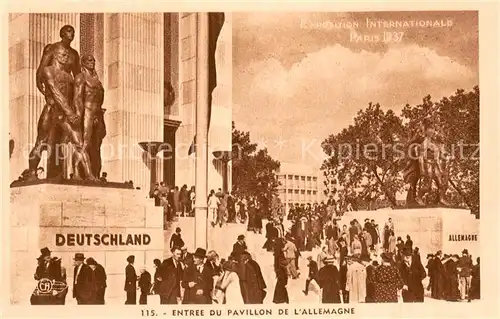 AK / Ansichtskarte Exposition_Internationale_Paris_1937 SPA Nr.115 Entree du Pavillon de Lallemagne 
