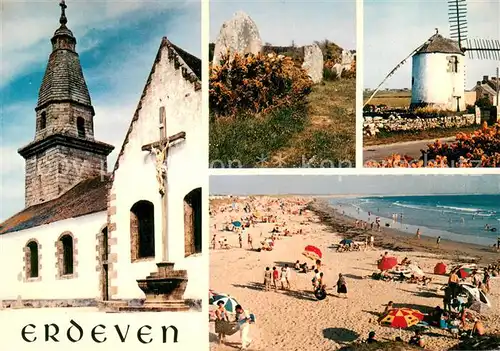 AK / Ansichtskarte Erdeven_56_Morbihan Eglise les megalythes de Kerzhero Le Moulin de Narbon et la Greve de Kerilio 
