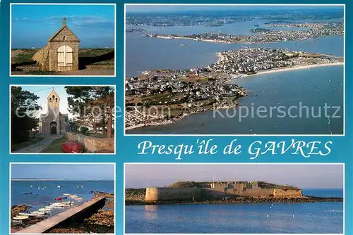 AK / Ansichtskarte Presque_Ile_de_Gavres_56_Morbihan La fontaine leglise paroissiale Porh Guer vue generale aerienne 