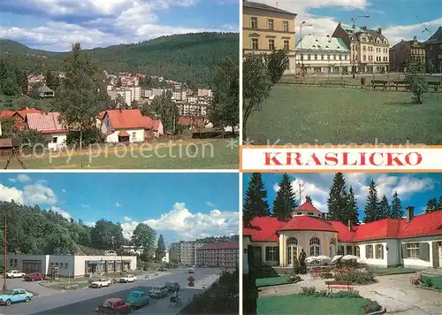 AK / Ansichtskarte Kraslicko_Kraslice_Graslitz_CZ Celkovy pohled Namesti Restaurace Severka Sindelova zamek 