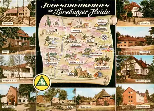 AK / Ansichtskarte Bad_Fallingbostel Jugendherbergen der Lueneburger Heide Landkarte Bad_Fallingbostel