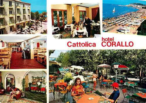 AK / Ansichtskarte Cattolica__Provincia_Rimini_IT Hotel Corallo Ristorante Spiaggia 