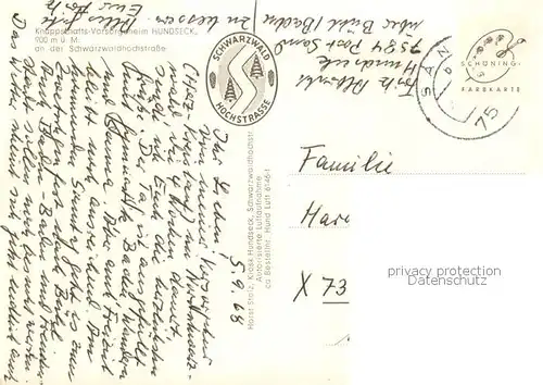 AK / Ansichtskarte Hundseck_Buehl Knappschafts Vorsorgeheim an der Schwarzwaldhochstrasse 