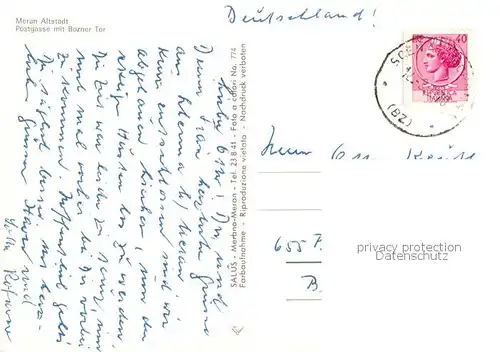 AK / Ansichtskarte Meran_Merano Altstadt Postgasse mit Bozner Tor Meran Merano