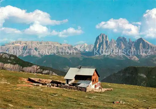 AK / Ansichtskarte Groeden_Suedtirol_IT Rifugio Rasciesa col Gruppo del Sassolungo Marmolada e Sella Dolomiti Val Gardene 