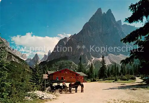 AK / Ansichtskarte Fischleinboden_Dolomiti_IT Talschlusshuette Pferdekutsche Rifugio fondo Valle Fiscaline 