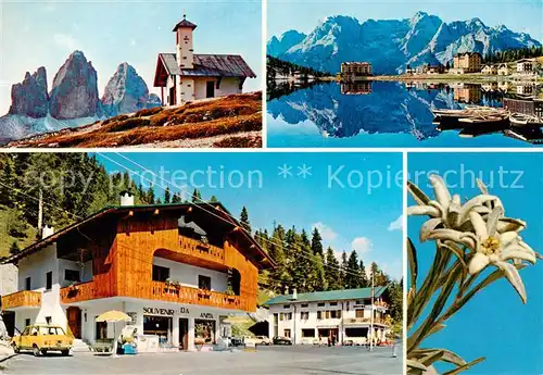 AK / Ansichtskarte Misurina Bergkapelle Sporthotel See Dolomiten Edelweiss Misurina