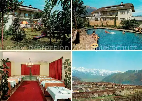 AK / Ansichtskarte Girlan Pension Warasin Swimming Pool Panorama Dolomiten Girlan