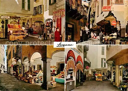 AK / Ansichtskarte Lugano_TI Via Pessina Altstadt Ladengeschaefte Lugano_TI