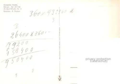 AK / Ansichtskarte Meran_Merano Pension Tyrol Meran Merano