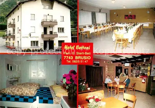 AK / Ansichtskarte Brusio Hotel Bottoni Restaurant Saal Fremdenzimmer Brusio