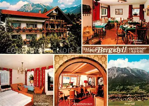 AK / Ansichtskarte Oberstdorf Gaestehaus Bergidyll Gastraeume Gaestezimmer Panorama Alpen Oberstdorf